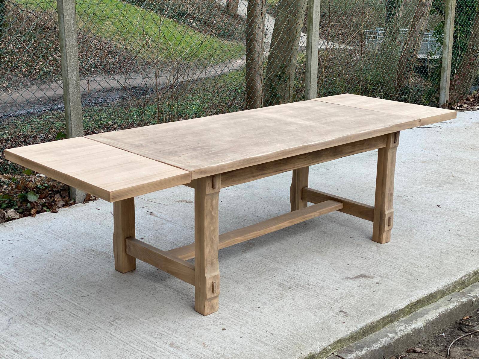Renovated extendable farmhouse table in raw oak 255cm