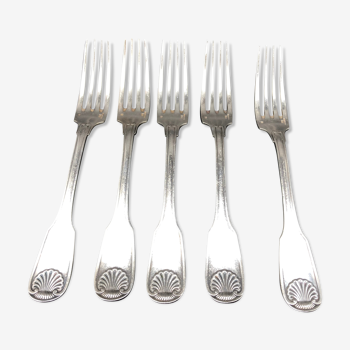 5 fourchettes Christofle modele Vendome ou coquille