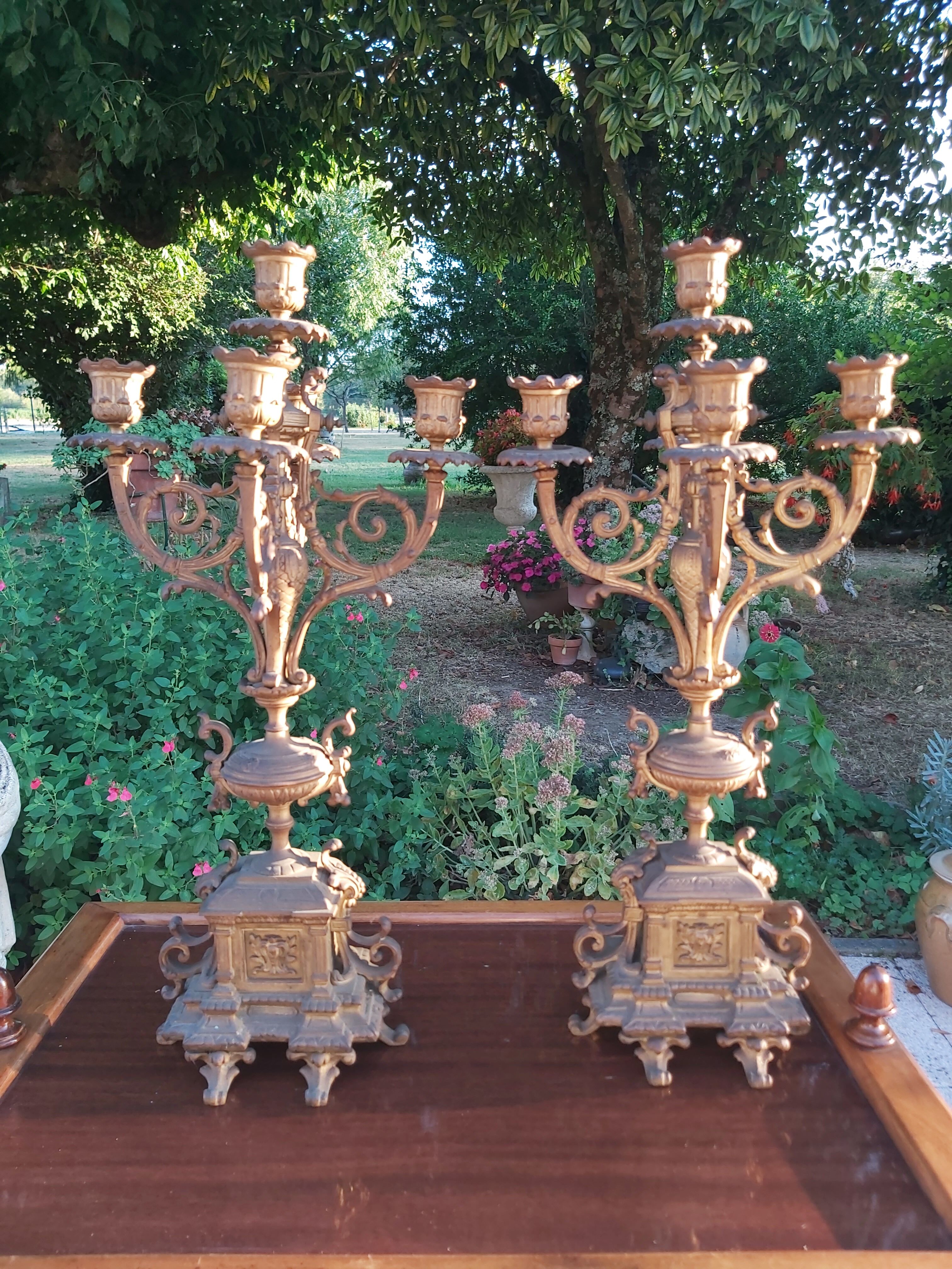 Pair of bronze candelabra nineteenth century