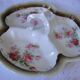 Servant beggar old porcelain 3 compartments small roses on white background
