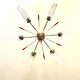 Golden brass chandelier 6 tulips red diamond tips 1950