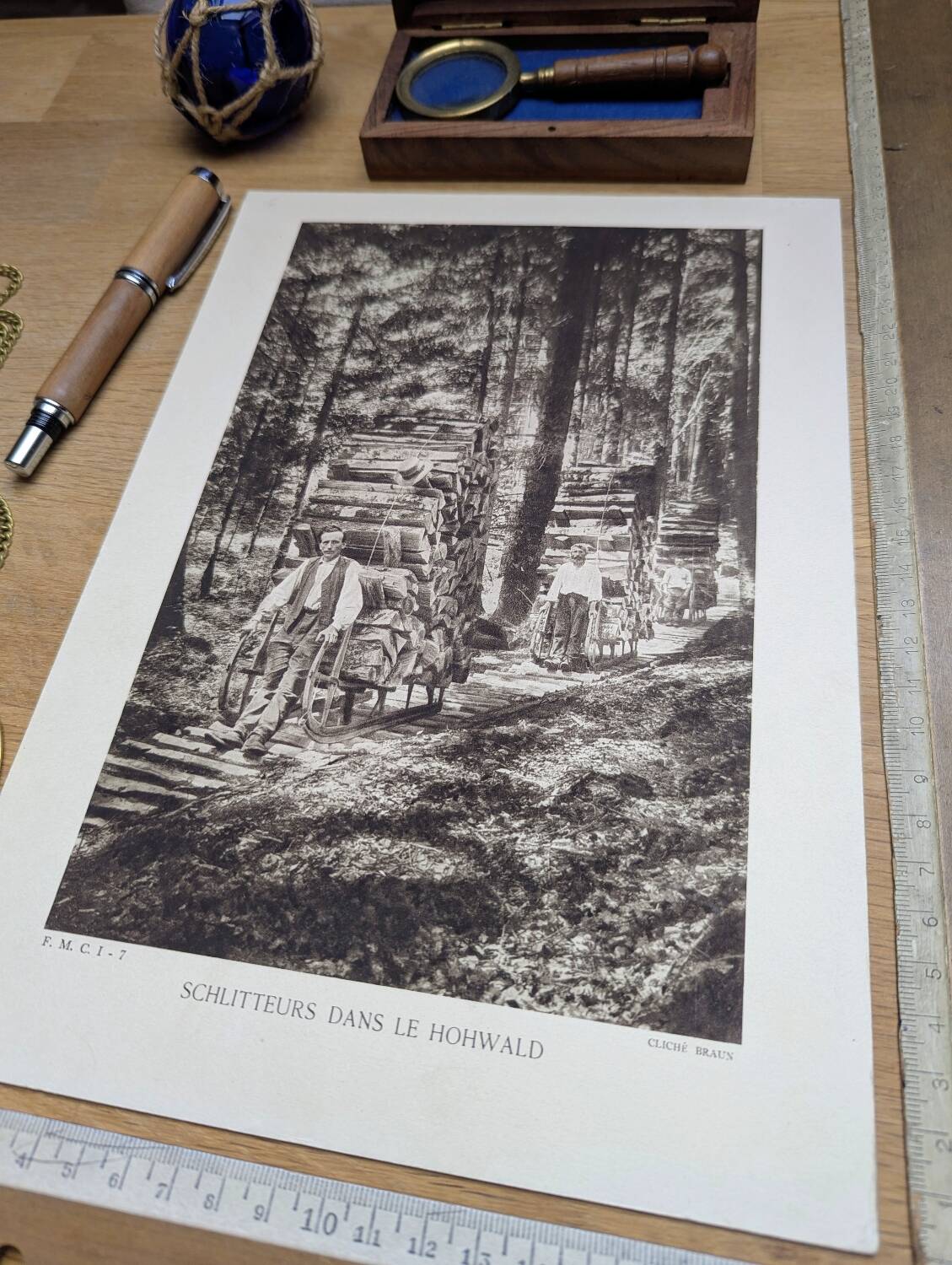 Skiers in the Hohwald, photo print from 1942.