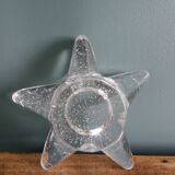 Star candle holder in glass or bubbled crystal, Biot type