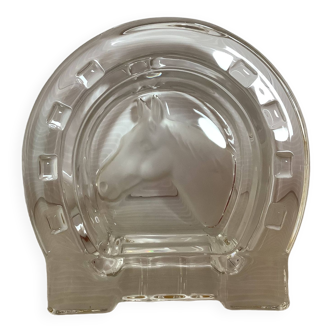Empty frosted glass horse ashtray pocket