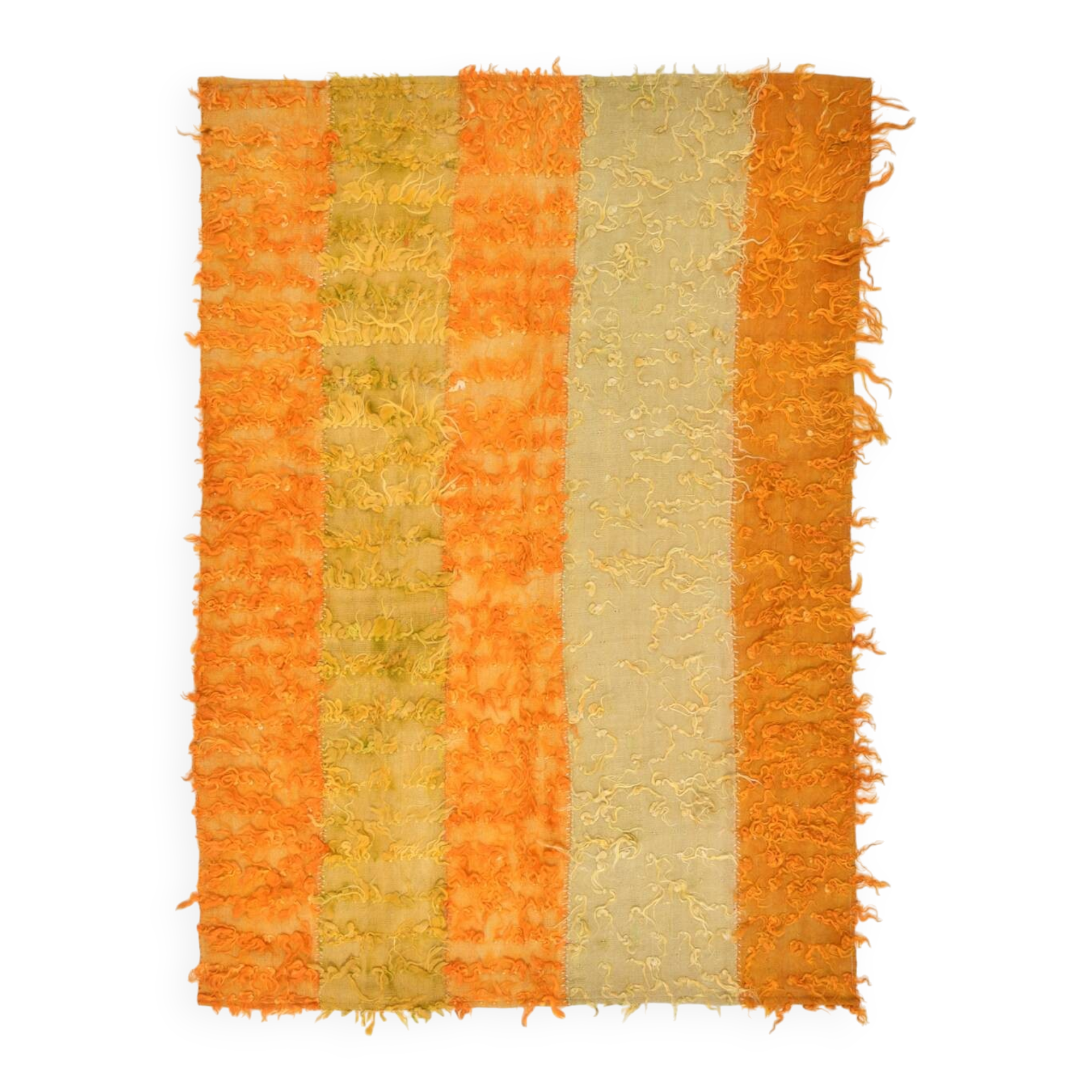 5x7 Yellow & Orange Moroccan Wool Kilim Rug, 146x210Cm