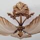 Art Deco ceiling chandelier in bronze and glass paste, old vintage light fixture dimensions 45x45