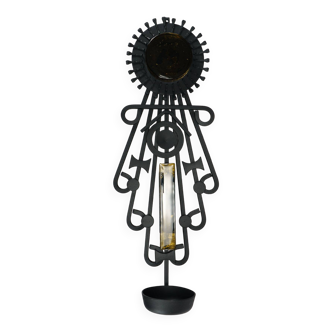 Bougeoir mural Dantoft brutaliste en fer forgé et verre, années 1960