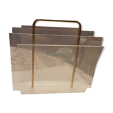Plexiglass and gold steel magazine rack from the 70s