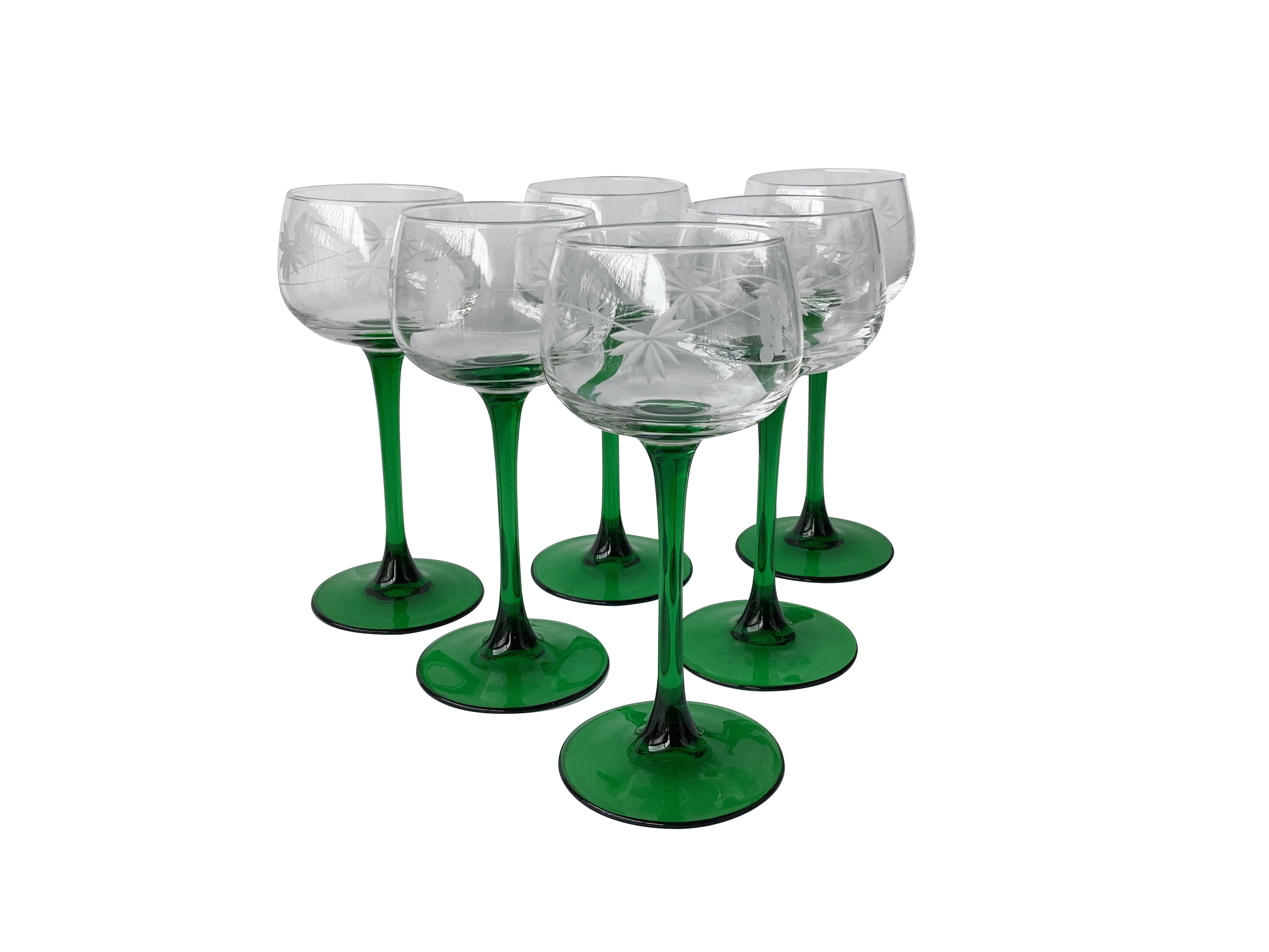 French Roemer Alsace glasses chiseled Luminarc