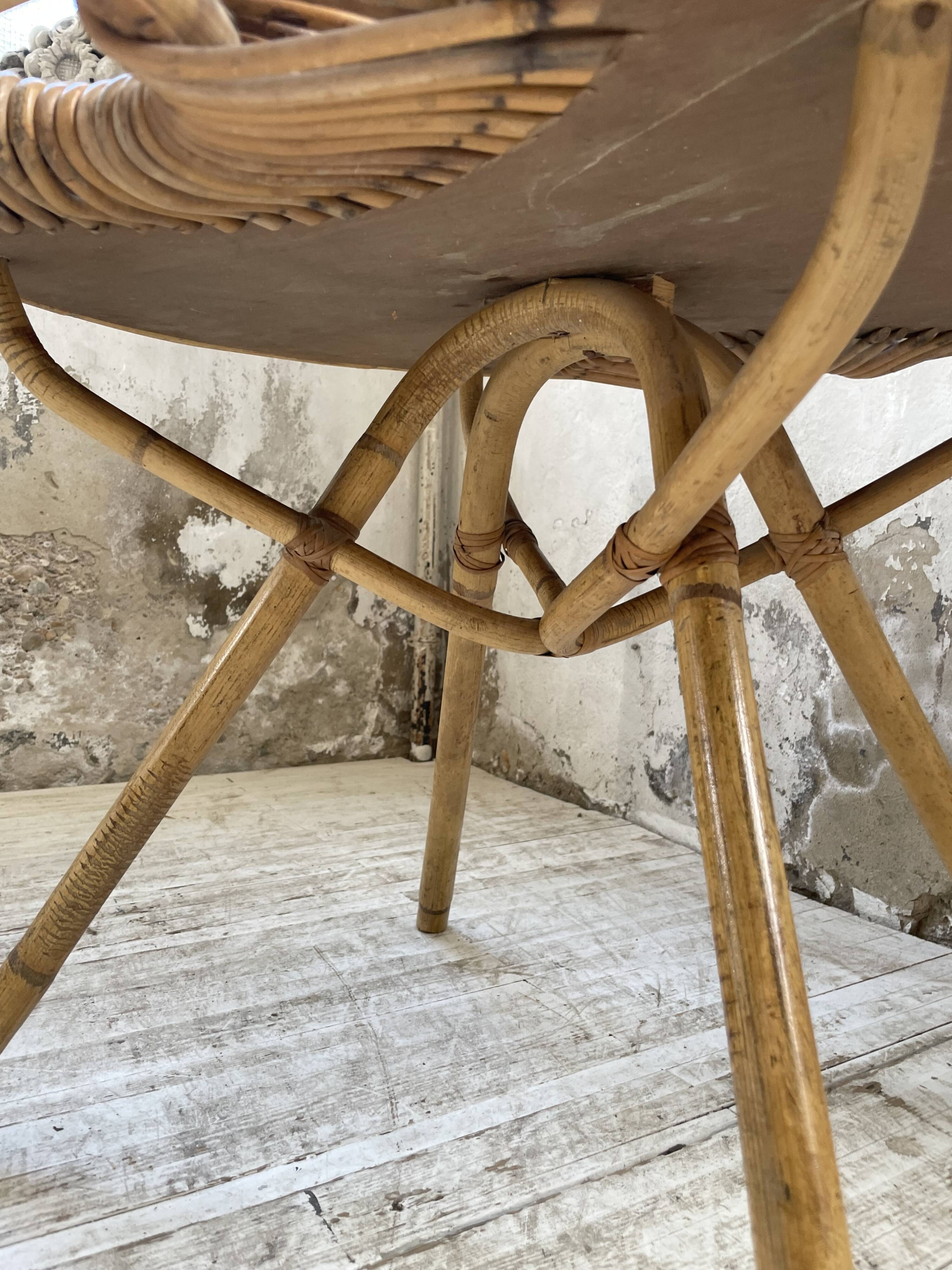 Vintage pink rattan coffee table