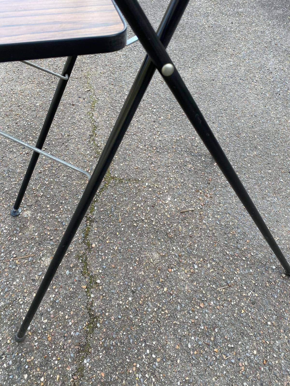 Vintage folding projector table steel and wood 1970