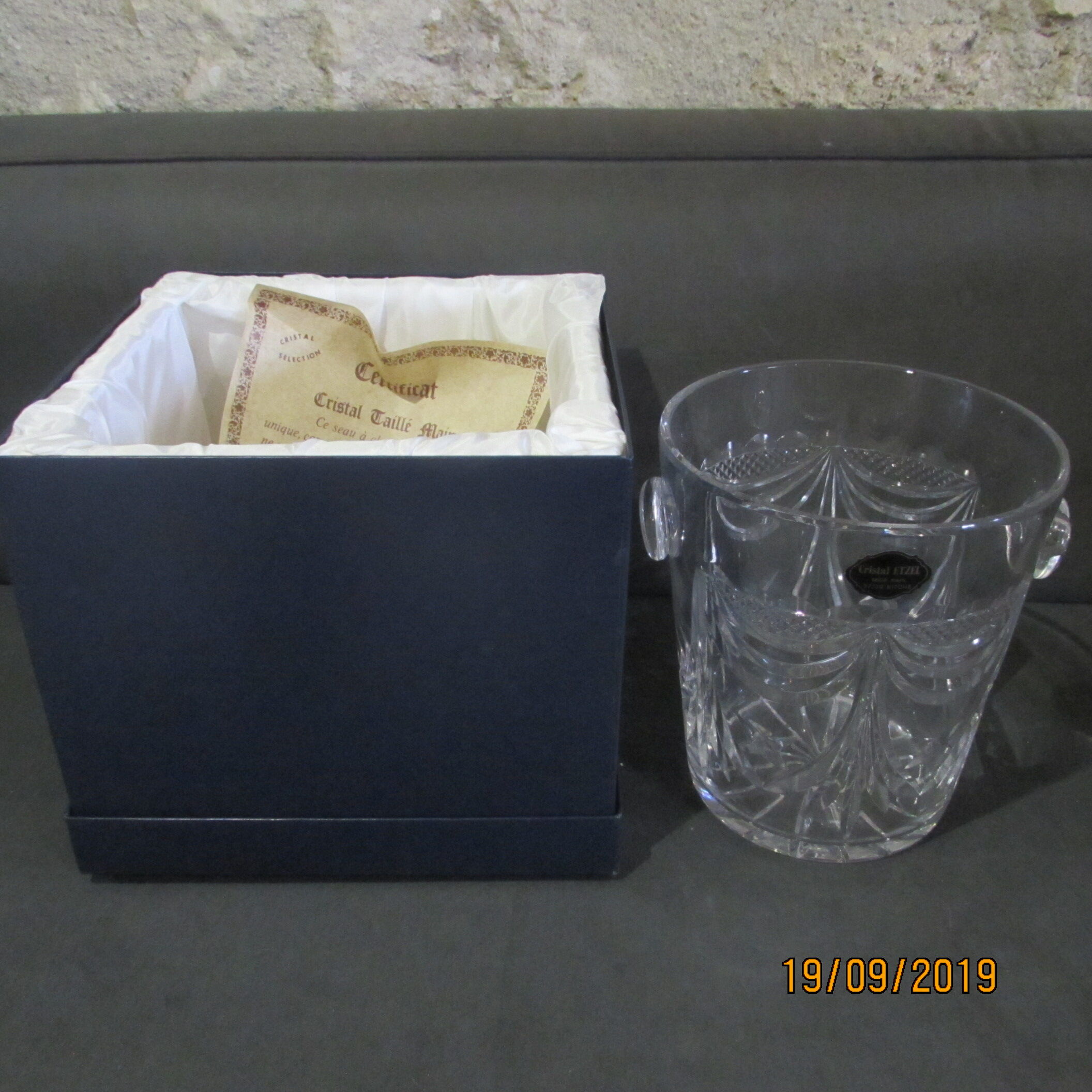 Hand-cut crystal champagne bucket