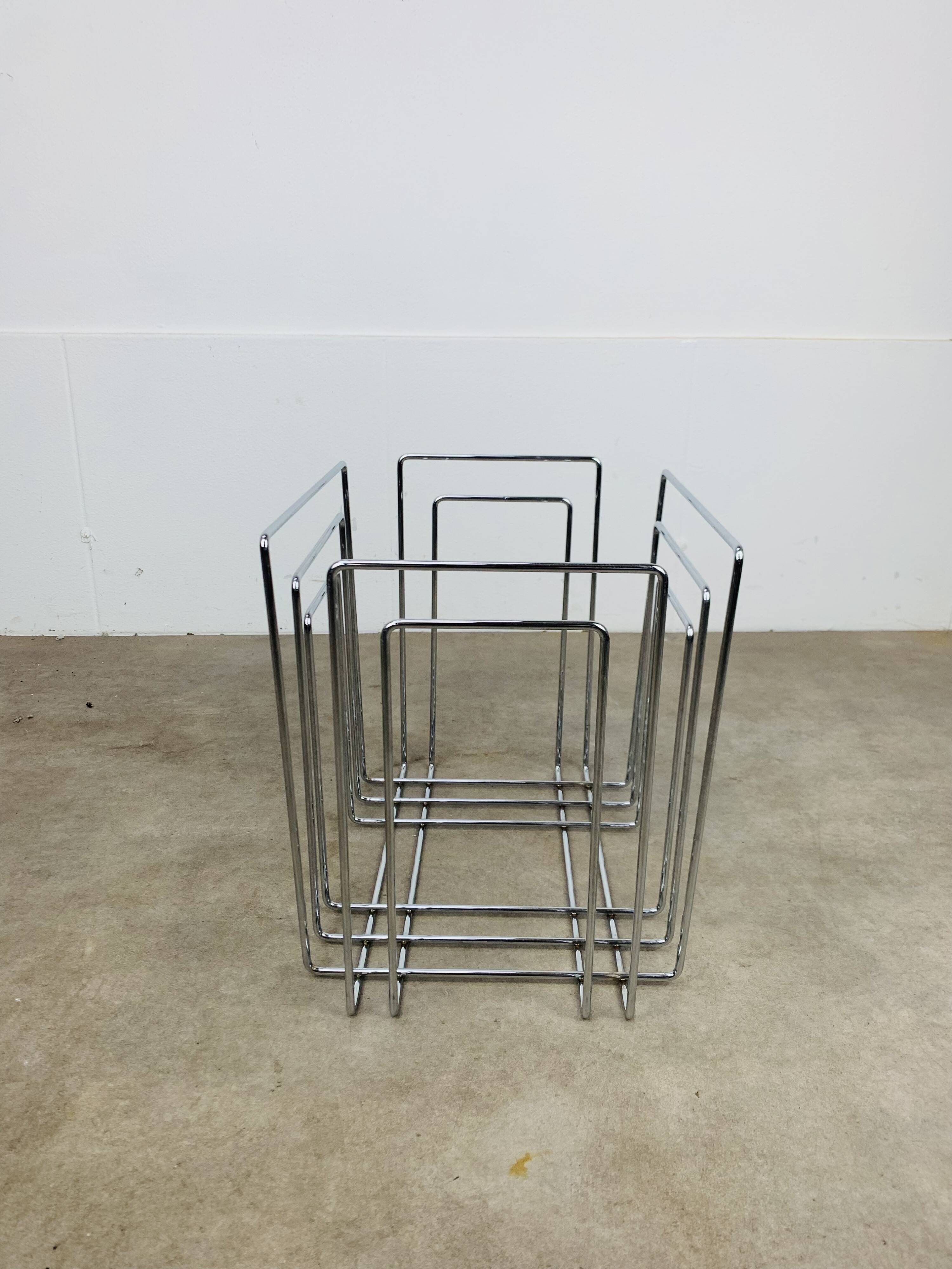 Porte revue en métal chromé par Willi Glaeser pour TMP années 80