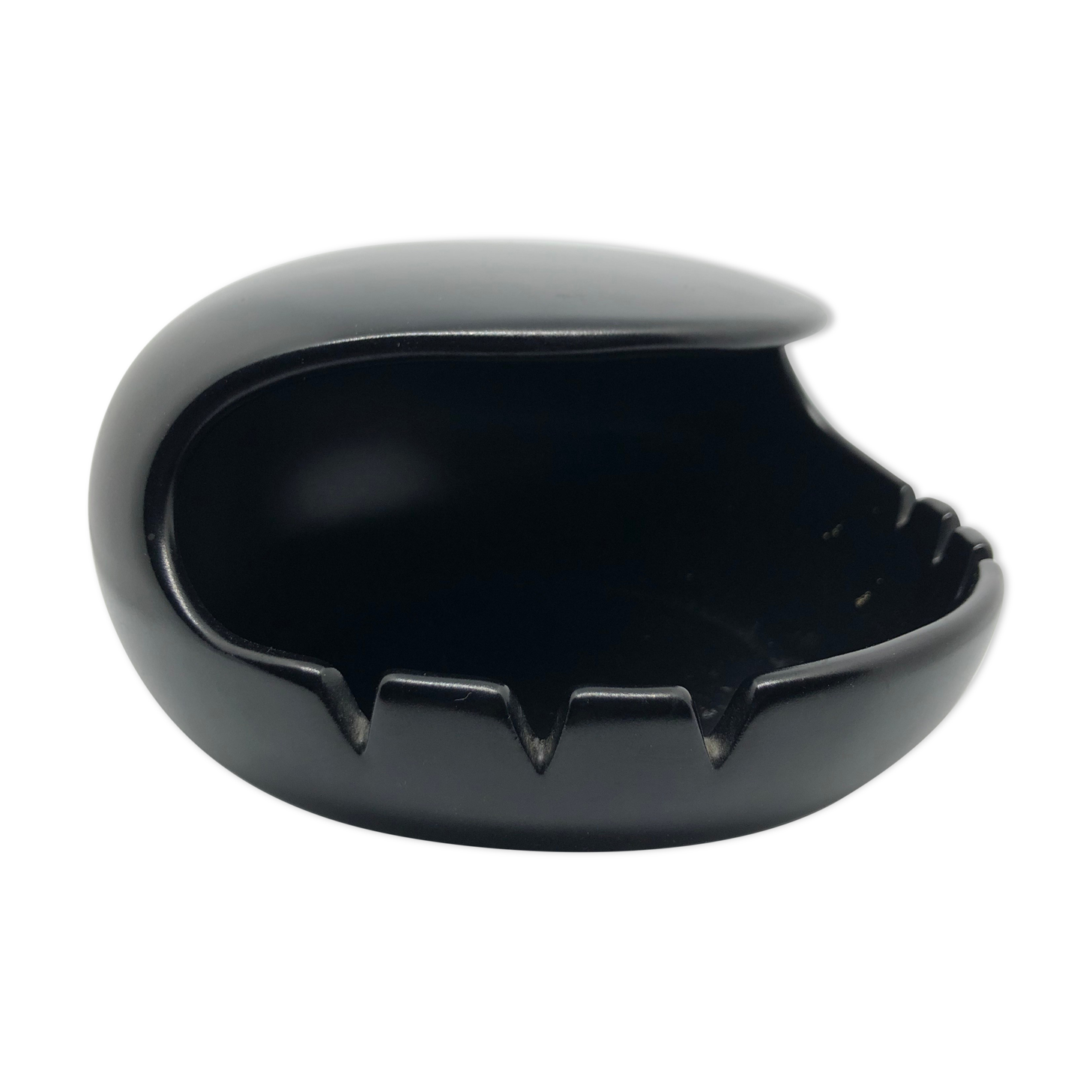 Vintage black ceramic ashtray