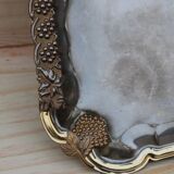 Antique silver-plated metal tray with gilt edges – Grape cluster motif