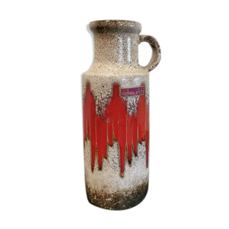 Vase vintage bicolore Scheurich  West Germany rouge et beige