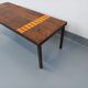 Vintage rectangular coffee table by Jean Jaffeux in steel and ceramic from the 60s