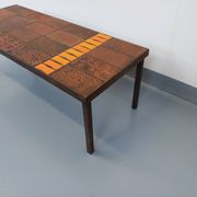 Vintage rectangular coffee table by Jean Jaffeux in steel and ceramic from the 60s