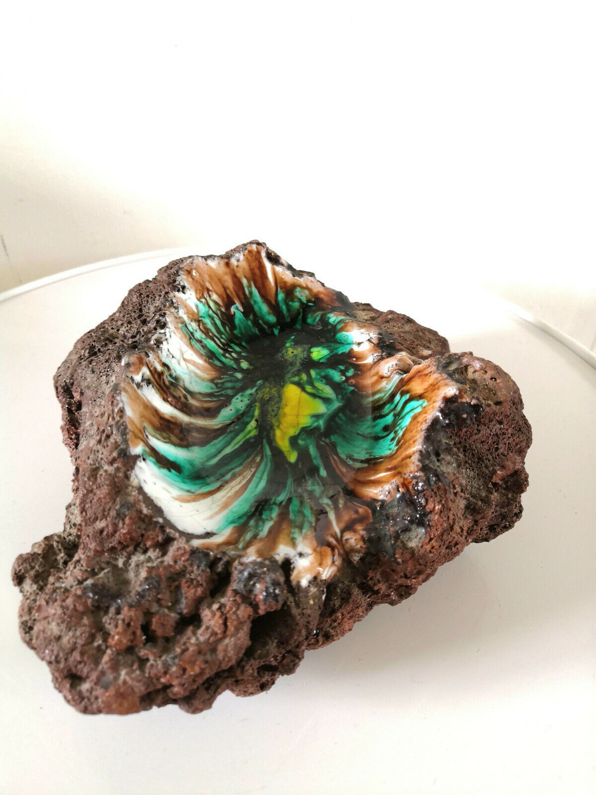 Enamelled lava stone ashtray design 60s - 70s