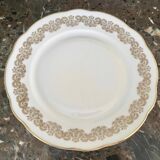 10 white and gold porcelain dinner plates