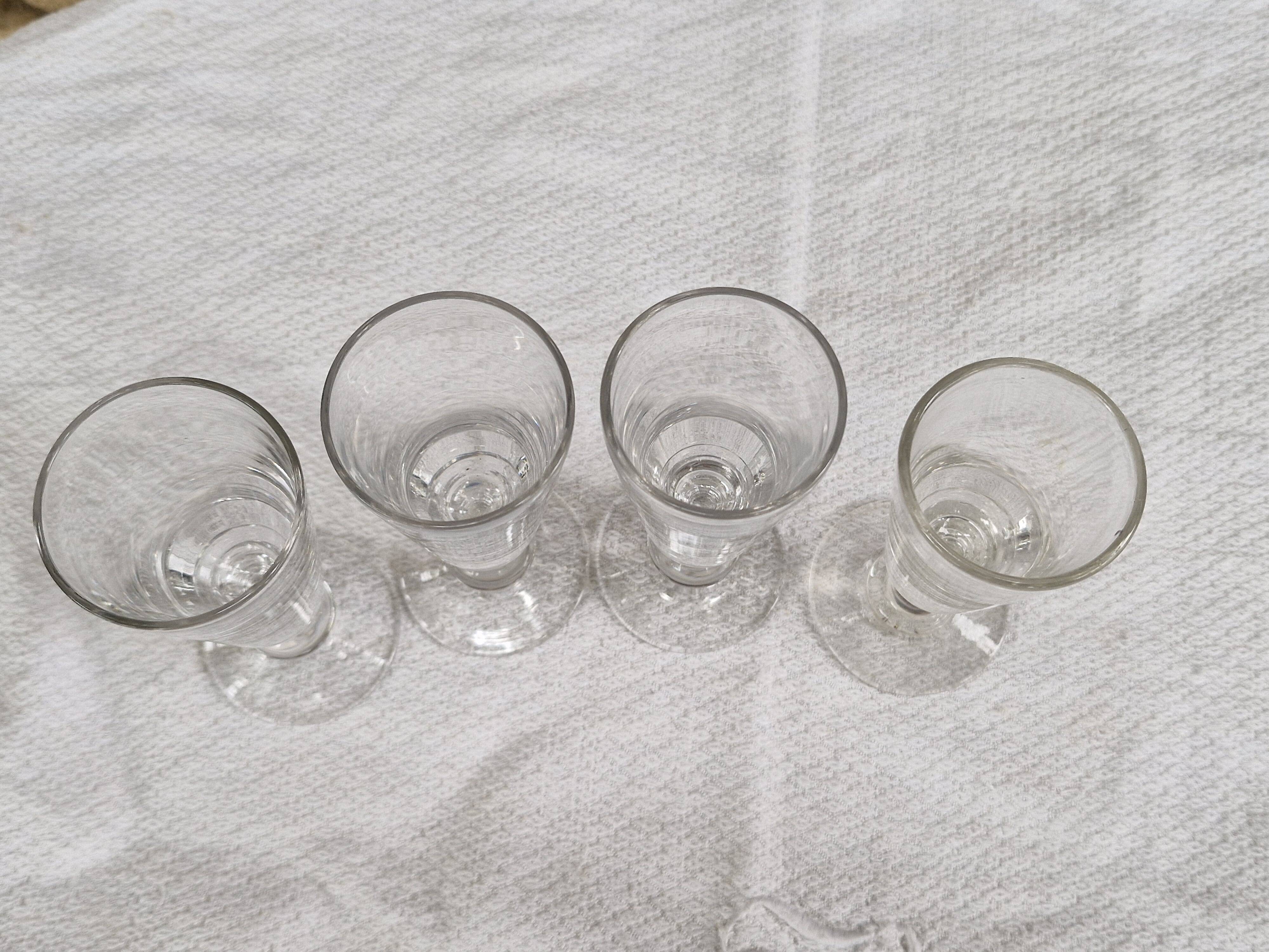 4 antique bistro glasses on stems - Thick, bubbled glass - Period 1900 - 12