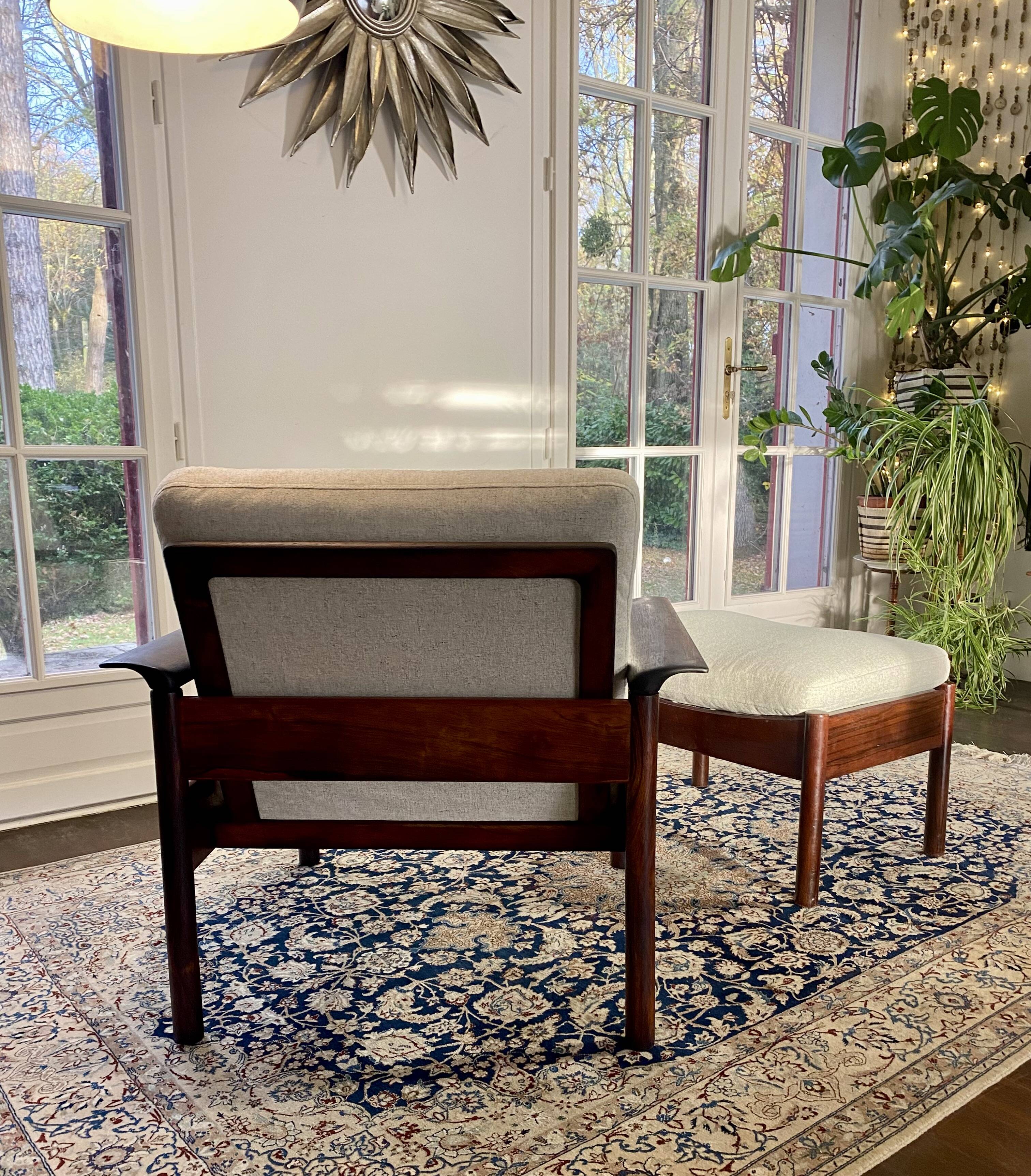 Fauteuil & Ottoman Hans Olsen – Vatne Møbler Danemark, 1960 Palissandre