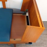Norwegian daybed sofa in teak and blue fabric, renovated, vintage scandinavian 1960s