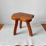 Brutalist tripod stool 1960 solid elm