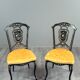 Paire de chaises Napoléon III marquetées et incrustées de nacre, XIXe Siècle