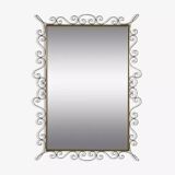 Rectangular mirror from the 1970s with brass surround