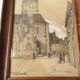 Auguste Drouot (1881- 1955) painting "The cathedral of Auxerre and its surroundings"