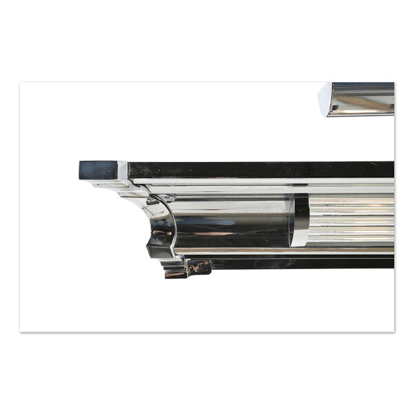 Plafonnier art déco en bronze chromé et verre moulé