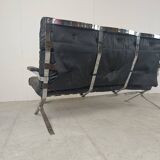 Vintage black leather and chrome sofa, 1970s