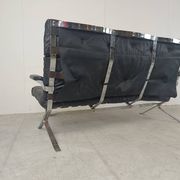 Canapé vintage en cuir noir et chrome, années 1970