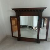 Trypic mirror, with tablet. Velvet and openwork metal braces