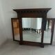 Trypic mirror, with tablet. Velvet and openwork metal braces