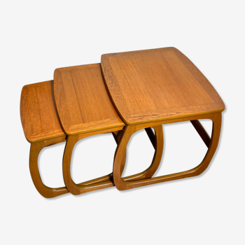 Mid century retro vintage teak nest of tables by Nathan