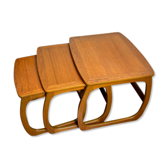 Mid century retro vintage teak nest of tables by Nathan
