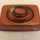 Red ceramic butter dish