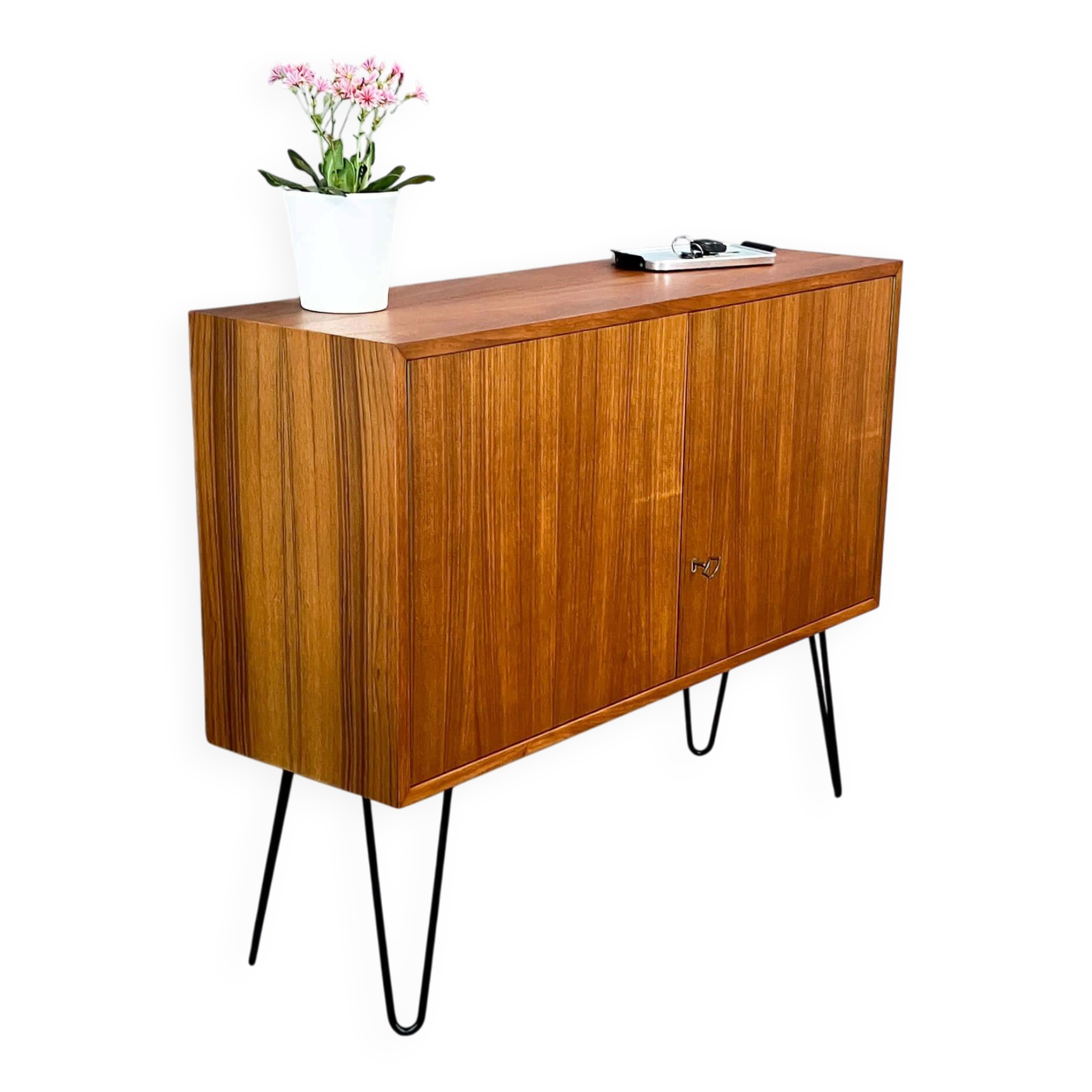 Small sideboard on hairpin legs, teak, 1960s