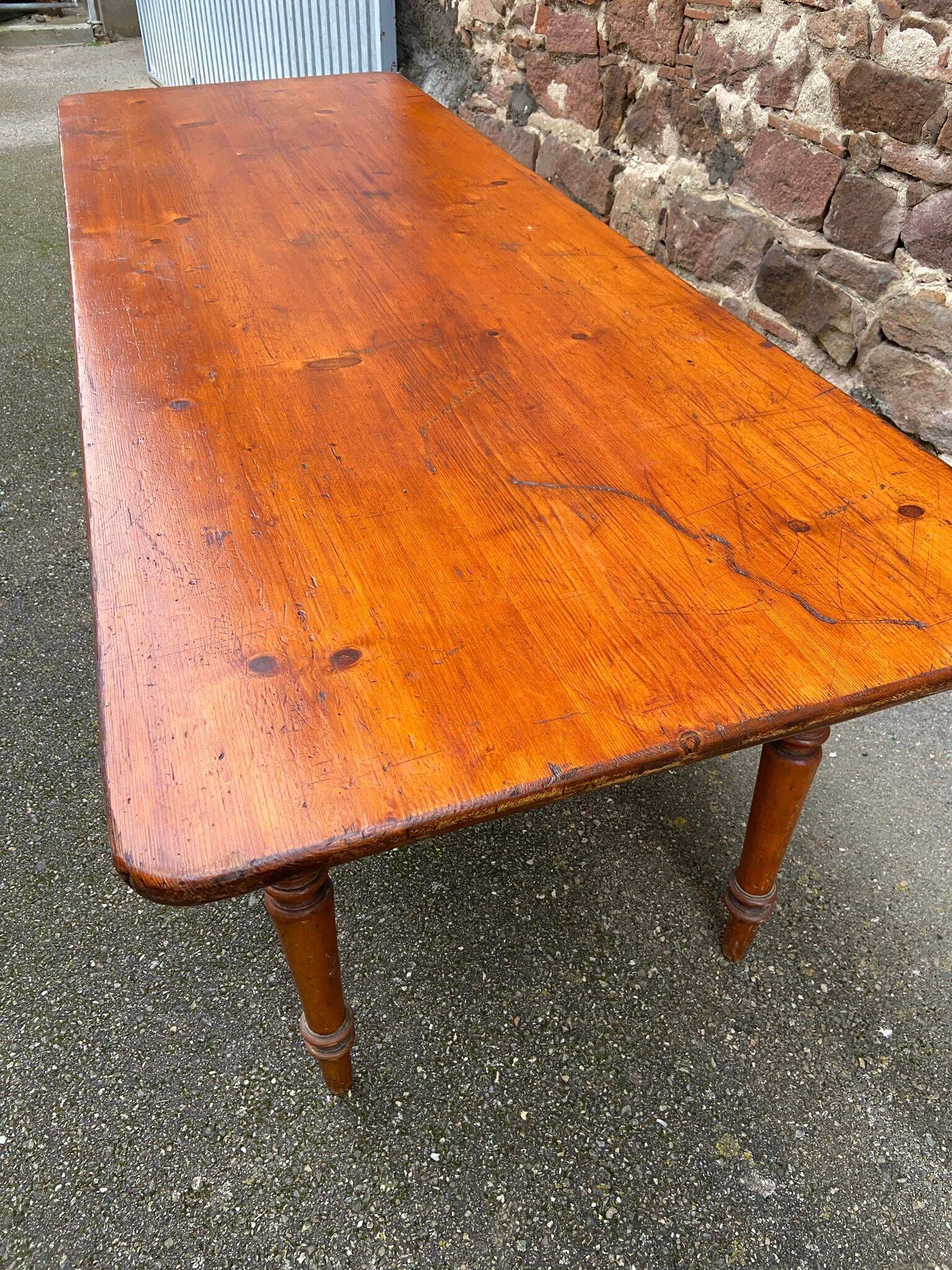 Large Alsatian bistro coffee table in fir French bistro table 1930