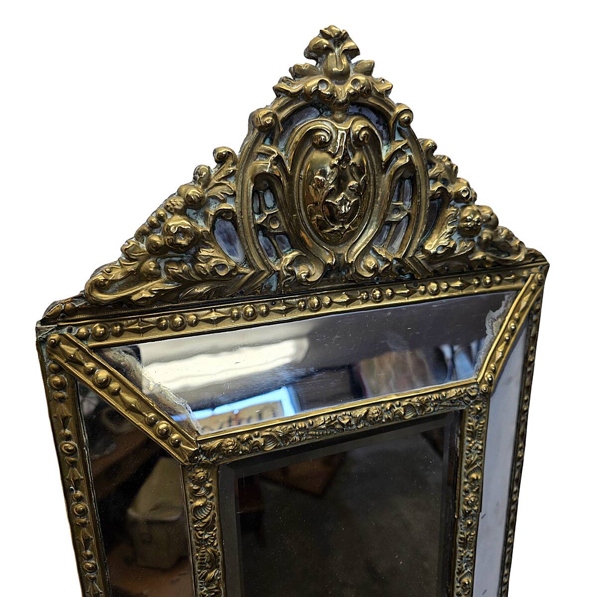 Richly Decorated French Cushion Mirror From The early 19th Century