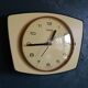 Vintage formica silent wall clock trapeze "Pale yellow Talgo"