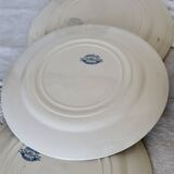 Antique flat plates, Gien earthenware, 19th century, Marines model