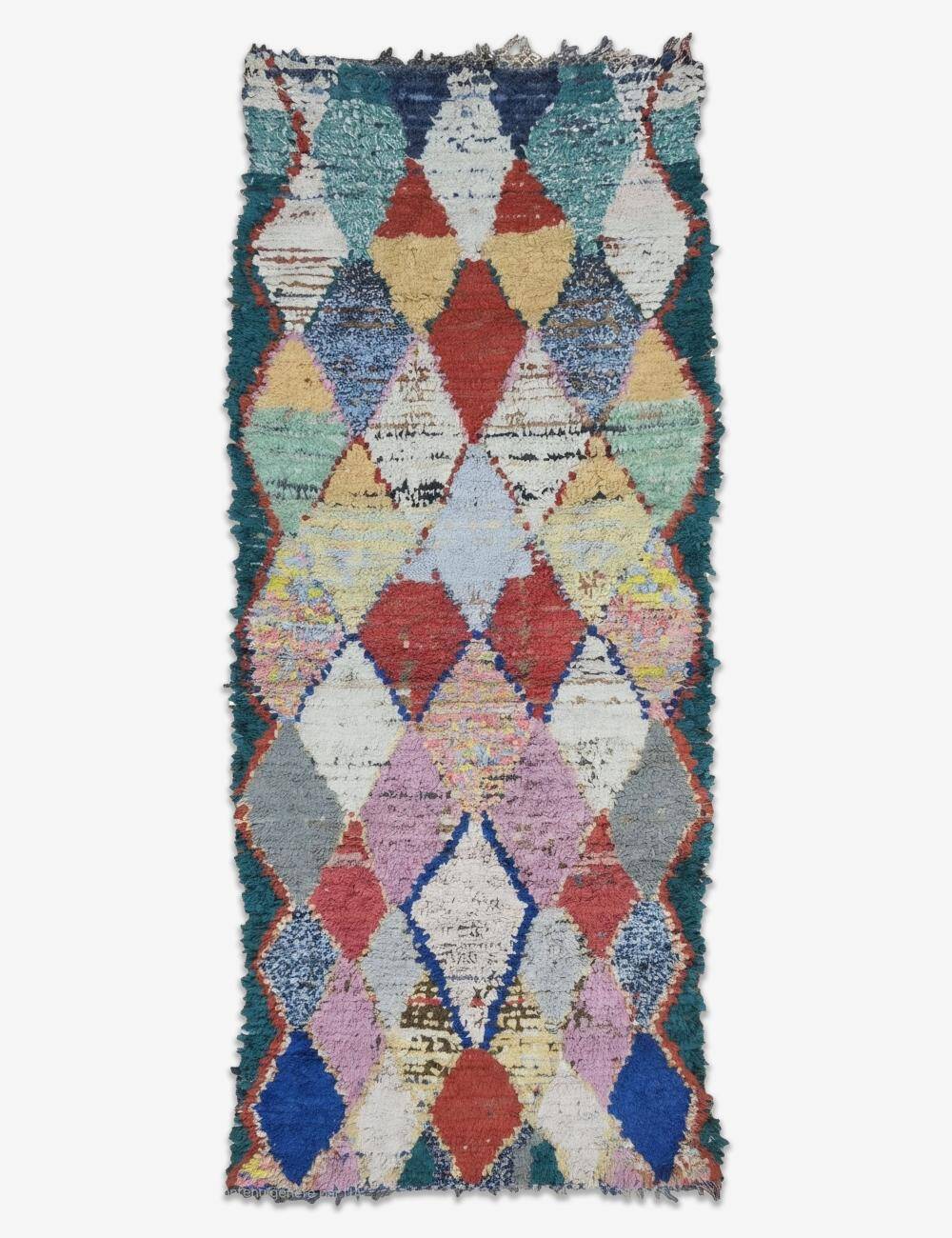 Colorful Boucherouite Rag Rug - 259 x 106 cm