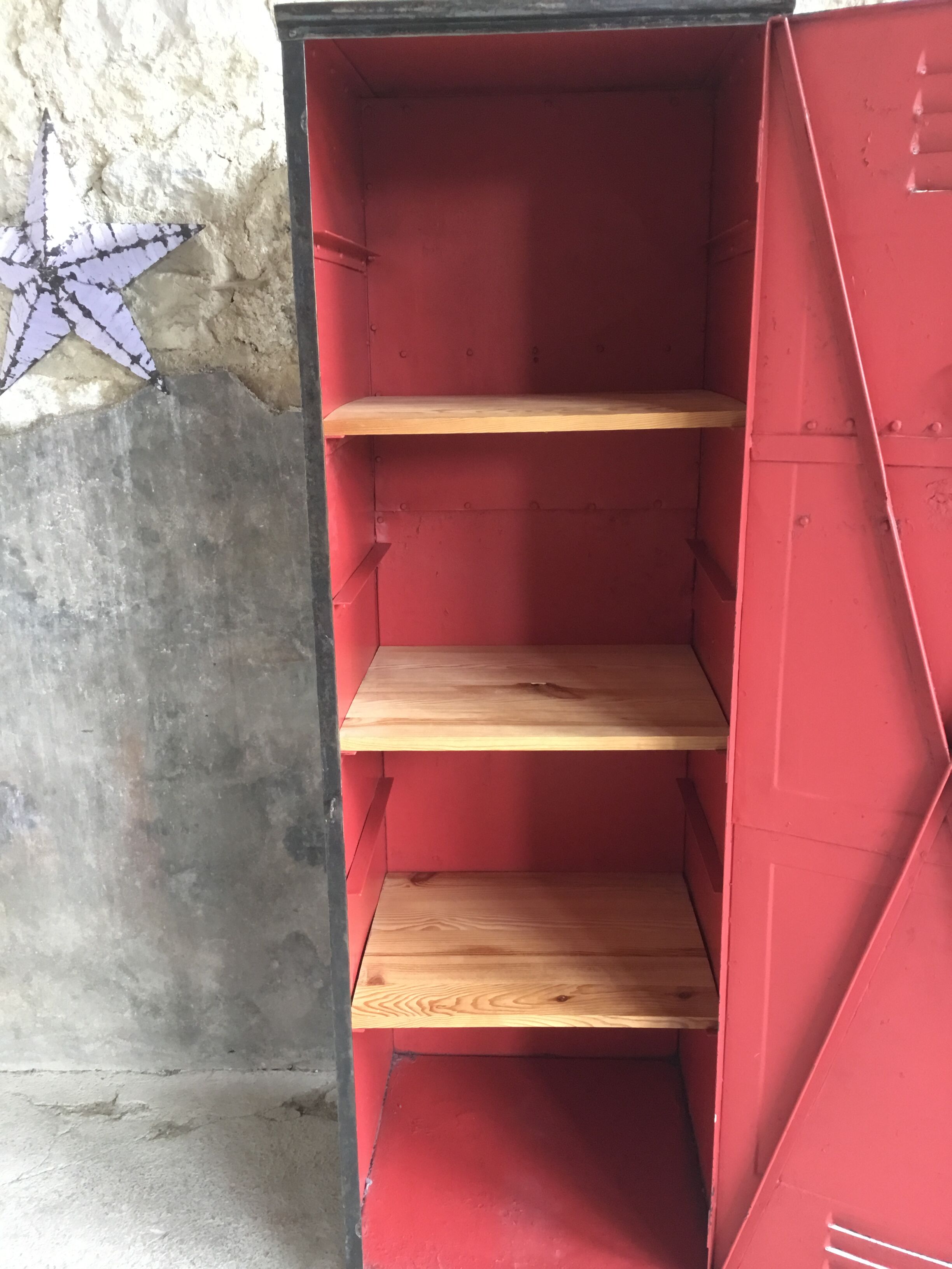 Riveted cloakroom converted into storage cabinet - early twentieth century