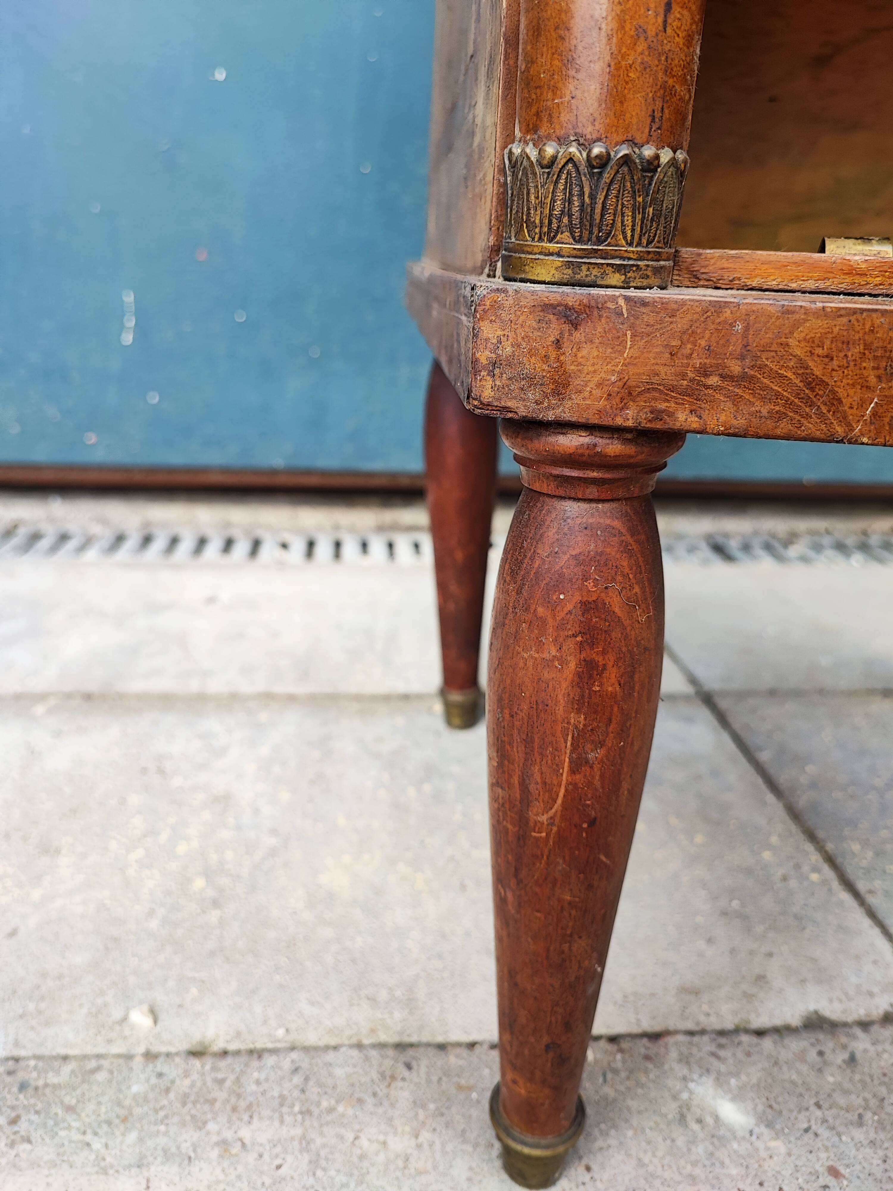Empire style bedside table marble top