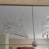Panoramic mirror with etched parcloses in Art Deco style.
