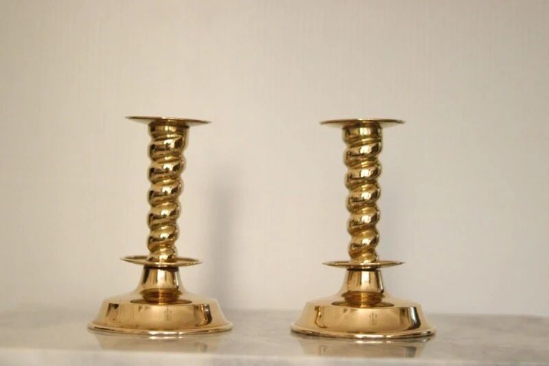 Pair of Swedish mid-century candlestick holders