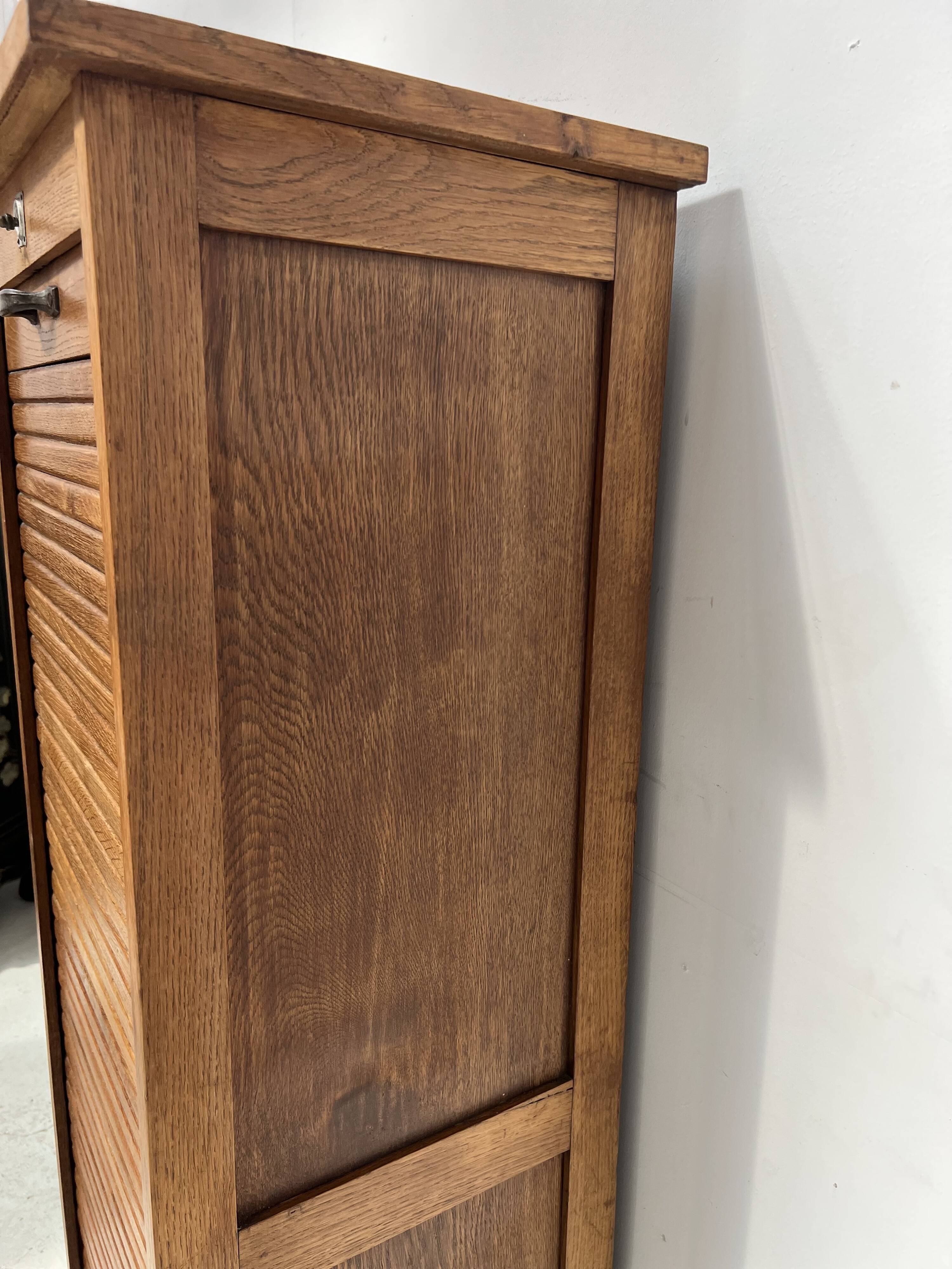 Oak curtain filing cabinet 20th century office furniture